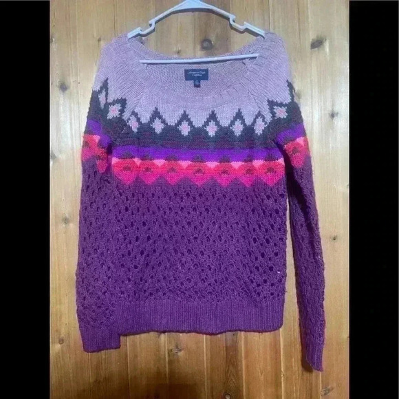 American Eagle Knitted Multi Color Sweater Size Small - Picture 1 of 3